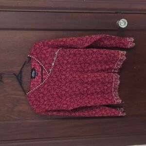 Icelandic Designs Red Thick Warm Slightly Cropped Beautiful Sweater Size Large